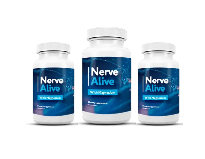 Three Nerve Alive bottles representing an approximate 90-day supply